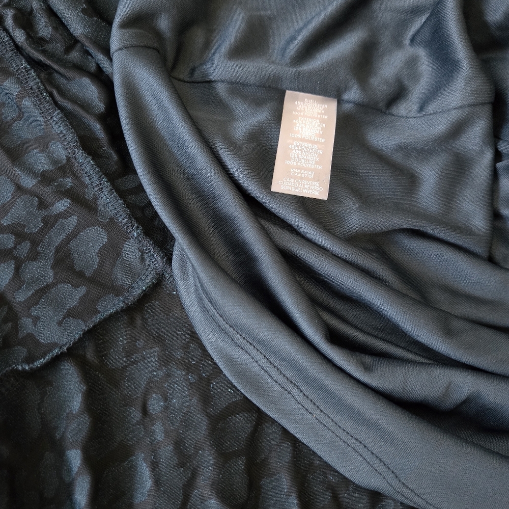 Calvin Klein Animal Print Malachite Velvet Midi Goth Witch Glam Wrap Dress Sz 8 - Picture 7 of 8